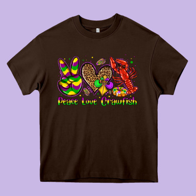 Peace Love Crawfish Olivia Heavy Core Tee Designed By Oliviacreatesart