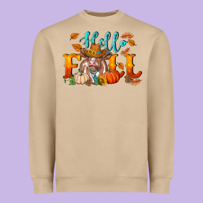 Hello Fall Heifer Cow Heavyweight Sweatshirt Designed By Ranaportraitstore