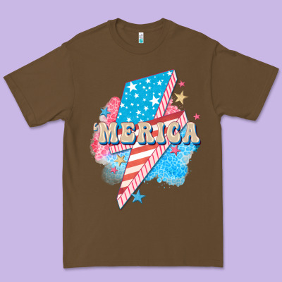 Merica Leopard Lightning Bolt Premium Tee Designed By Fadigitalartstudio