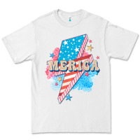 White Merica leopard lightning bolt Premium Tee - FaDigitalArtStudio