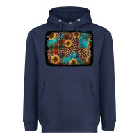 Navy christmas sunflowers and buffalo plaid background Heavyweight Hoodie - Jasminsmagicworld