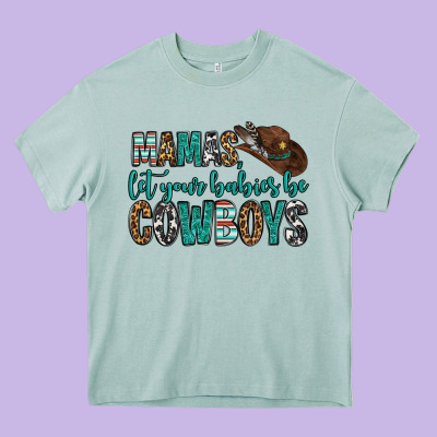 Mama's Let Your Babies Be Cowboys Heavy Core Tee Designed By Oliviacreatesart