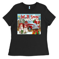 Black Let It Snow Tumbler Ladies Tee - FaDigitalArtStudio