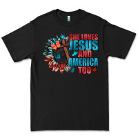 Black She love Jesus and America too Premium Tee - FaDigitalArtStudio