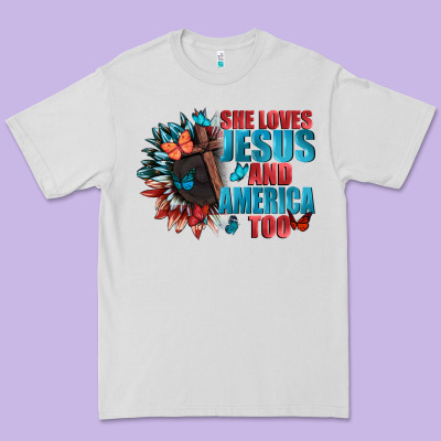 She Love Jesus And America Too Premium Tee Designed By Fadigitalartstudio