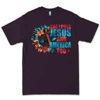 Plum She love Jesus and America too Premium Tee - FaDigitalArtStudio