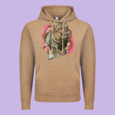 Leopard Baby Hippo Vintage Hoodie Designed By Lillyallendesigns