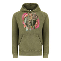 Vintage Olive leopard baby hippo Vintage Hoodie - LillyAllenDesigns