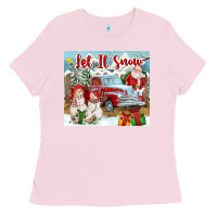 Bubblegum Pink Let It Snow Tumbler Ladies Tee - FaDigitalArtStudio