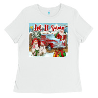 White Let It Snow Tumbler Ladies Tee - FaDigitalArtStudio