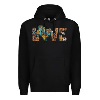 Black love texas map sunflower leopard cowhide Premium Hoodie - Artiststas