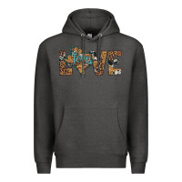 Charcoal Heather love texas map sunflower leopard cowhide Premium Hoodie - Artiststas