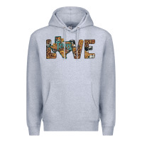 Heather Grey love texas map sunflower leopard cowhide Premium Hoodie - Artiststas