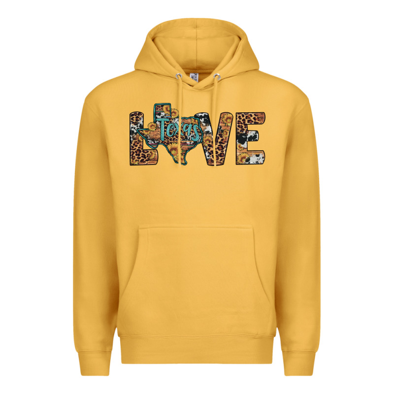 Love Texas Map Sunflower Leopard Cowhide Premium Hoodie by Artiststas | Teevron
