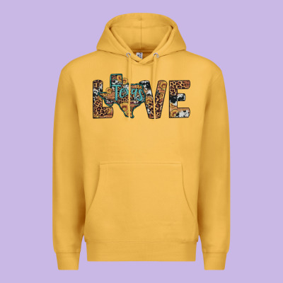 Love Texas Map Sunflower Leopard Cowhide Premium Hoodie Designed By Artiststas