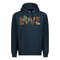 Navy love texas map sunflower leopard cowhide Premium Hoodie - Artiststas