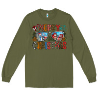 Army Green merry christmas Long Sleeve Tee - CowhideDigitalArt