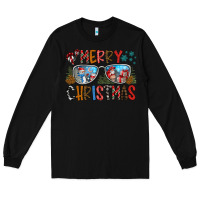 Black merry christmas Long Sleeve Tee - CowhideDigitalArt