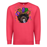 Cardinal Mardi Gras Havanese Dog with Hat Premium Sweatshirt - RanaPortraitStore