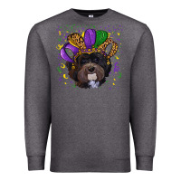 Charcoal Heather Mardi Gras Havanese Dog with Hat Premium Sweatshirt - RanaPortraitStore