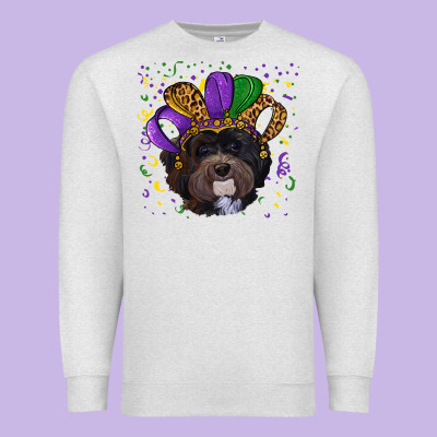 Mardi Gras Havanese Dog With Hat Premium Sweatshirt Designed By Ranaportraitstore