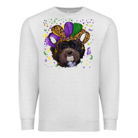 Oatmeal Heather Mardi Gras Havanese Dog with Hat Premium Sweatshirt - RanaPortraitStore