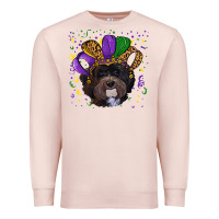 Pale Pink Mardi Gras Havanese Dog with Hat Premium Sweatshirt - RanaPortraitStore