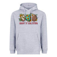 Heather Grey Happy Easter With Western Eggs And Sunflowers Heavyweight Hoodie - RanaPortraitStore