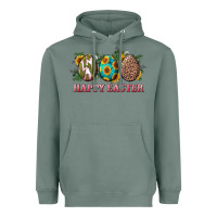 Sage Happy Easter With Western Eggs And Sunflowers Heavyweight Hoodie - RanaPortraitStore