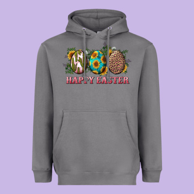 Happy Easter With Western Eggs And Sunflowers Heavyweight Hoodie Designed By Ranaportraitstore