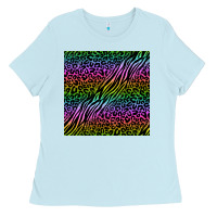 Baby Blue neon glitter safari seamless pattern Ladies Tee - BundleAndBundleShop