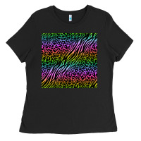 Black neon glitter safari seamless pattern Ladies Tee - BundleAndBundleShop