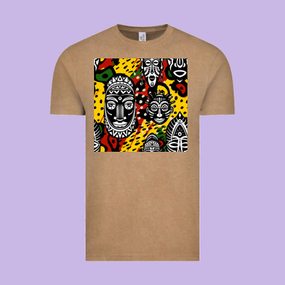 African Masks Colorful Seamless Pattern Vintage Tee Designed By Bundleandbundleshop