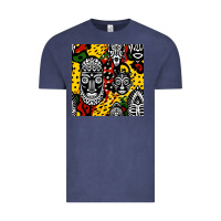 Vintage Denim african masks colorful seamless pattern Vintage Tee - BundleAndBundleShop