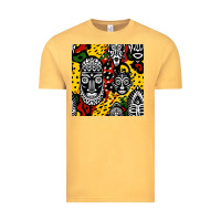Vintage Mustard african masks colorful seamless pattern Vintage Tee - BundleAndBundleShop