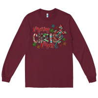 Burgundy Merry Christmas Long Sleeve Tee - CowhideDigitalArt