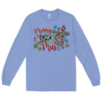 Colony Blue Merry Christmas Long Sleeve Tee - CowhideDigitalArt