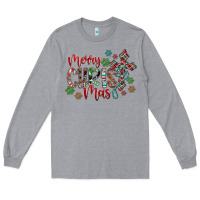 Heather Grey Merry Christmas Long Sleeve Tee - CowhideDigitalArt