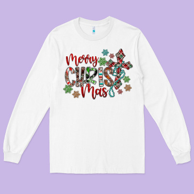Merry Christmas Long Sleeve Tee Designed By Cowhidedigitalart