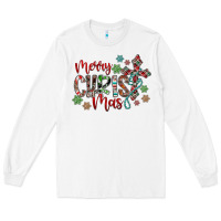 White Merry Christmas Long Sleeve Tee - CowhideDigitalArt