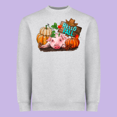 Hello Fall Pig Heavyweight Sweatshirt Designed By Ranaportraitstore