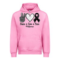 Fuchsia Pink Peace Love Cure Melanoma Cancer Urban Hoodie - Jasminsmagicworld