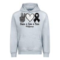 Heather Grey Peace Love Cure Melanoma Cancer Urban Hoodie - Jasminsmagicworld
