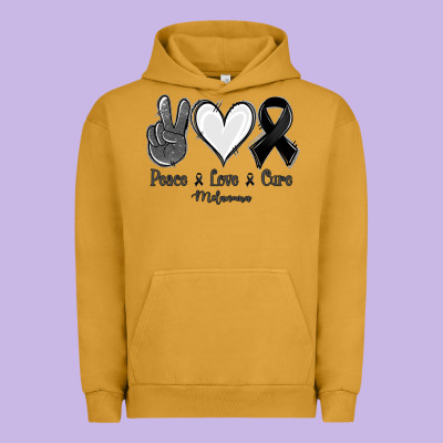 Peace Love Cure Melanoma Cancer Urban Hoodie Designed By Jasminsmagicworld