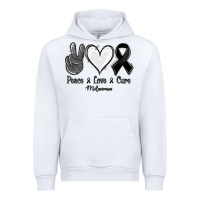 White Peace Love Cure Melanoma Cancer Urban Hoodie - Jasminsmagicworld