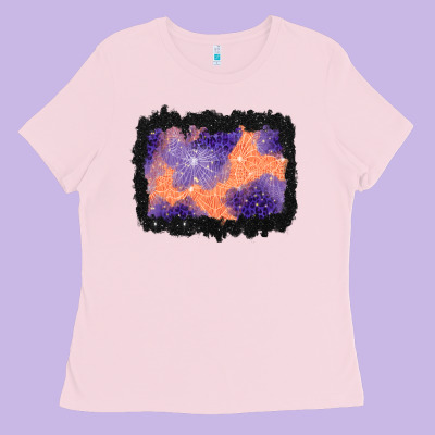 Halloween Spider Web Background Ladies Tee Designed By Bundleandbundleshop