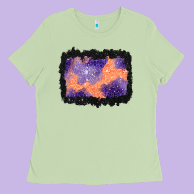 Halloween Spider Web Background Ladies Tee Designed By Bundleandbundleshop