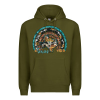 Army Green texas map sunflower leopard cowhide aztec turquoise gemstone rainbow Premium Hoodie - Artiststas