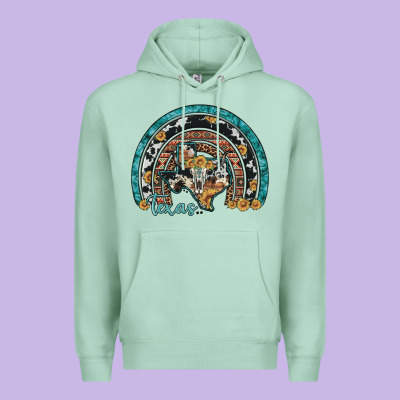 Texas Map Sunflower Leopard Cowhide Aztec Turquoise Gemstone Rainbow Premium Hoodie Designed By Artiststas
