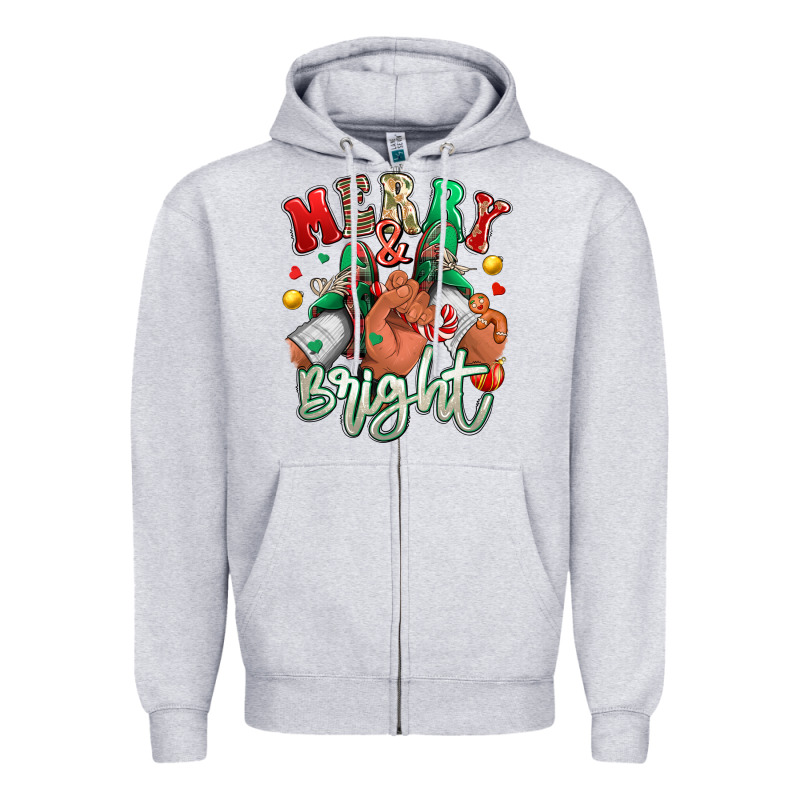 Merry And Bright Black Man Sneakers Zipper Hoodie by RanaPortraitStore | Teevron